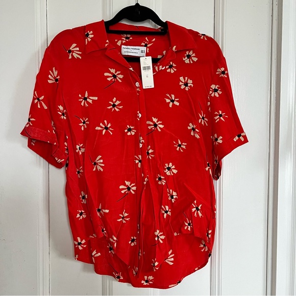 Faithfull the Brand X Anthropologie Red Toulin Botany Print Shirt - Picture 2 of 4